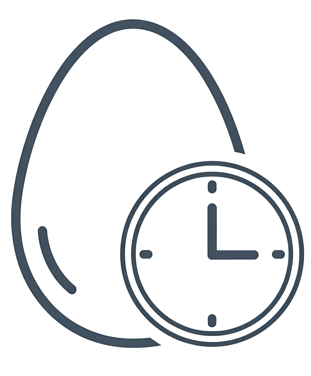 Clock beside an egg